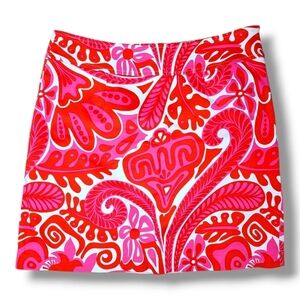 Skirtin Around New Canaan CT Pink, Red White Mini Skirt - Size 6